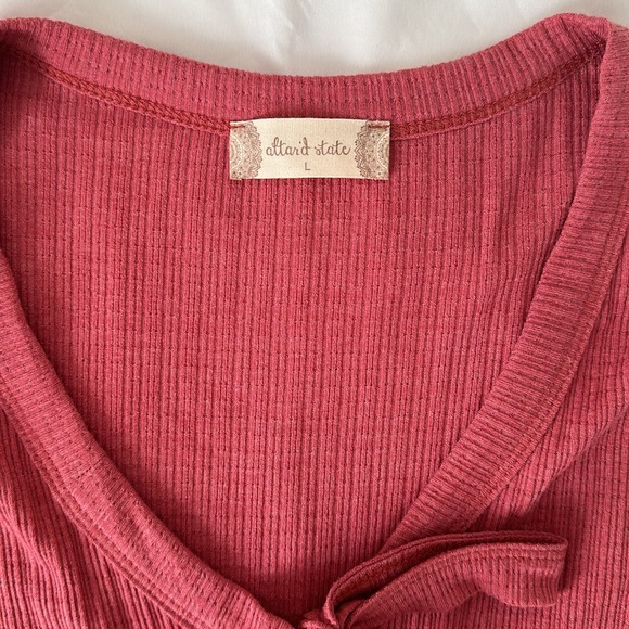 NWT Altar'd State Marsala Long Sleeve Bow Top Size Large - Picture 3 of 6